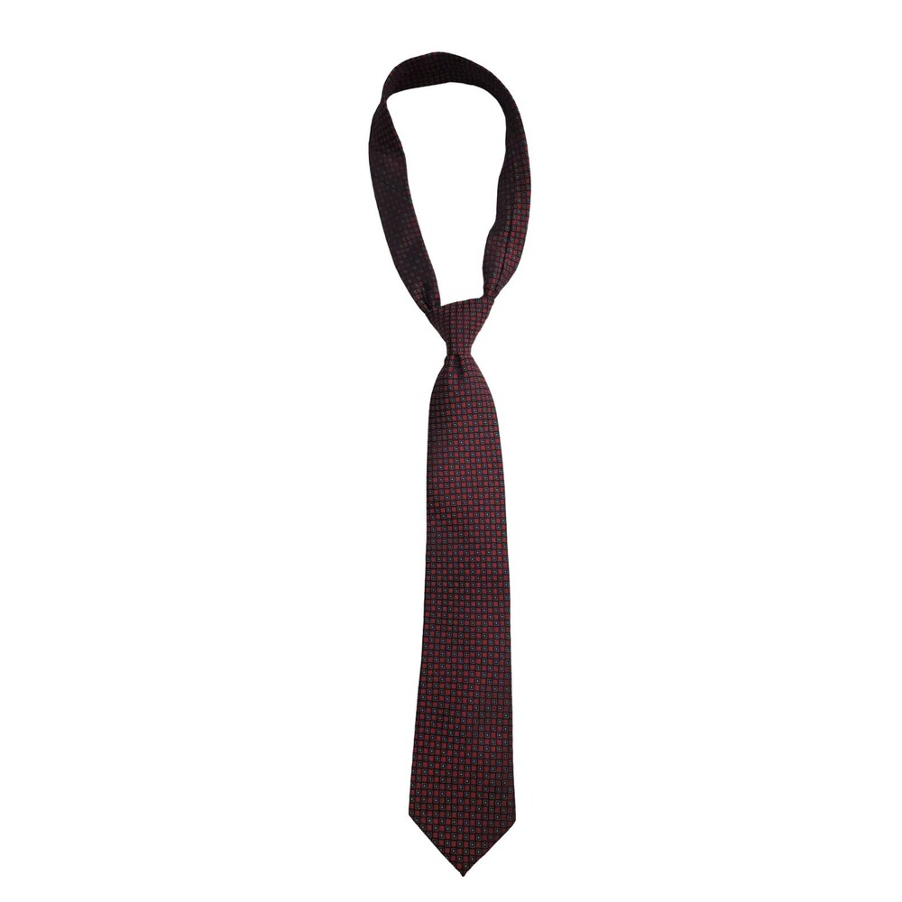 Countess Mara Mens Silk Tie Red Black Check Geometric Classic Necktie 58"